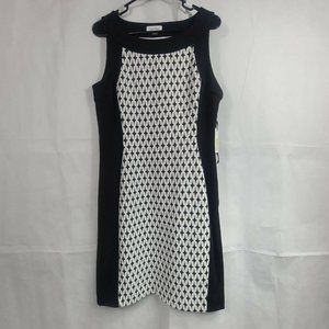 CALVIN KLEIN Black and White Sleeveless Sheath Dress Women's Size 10